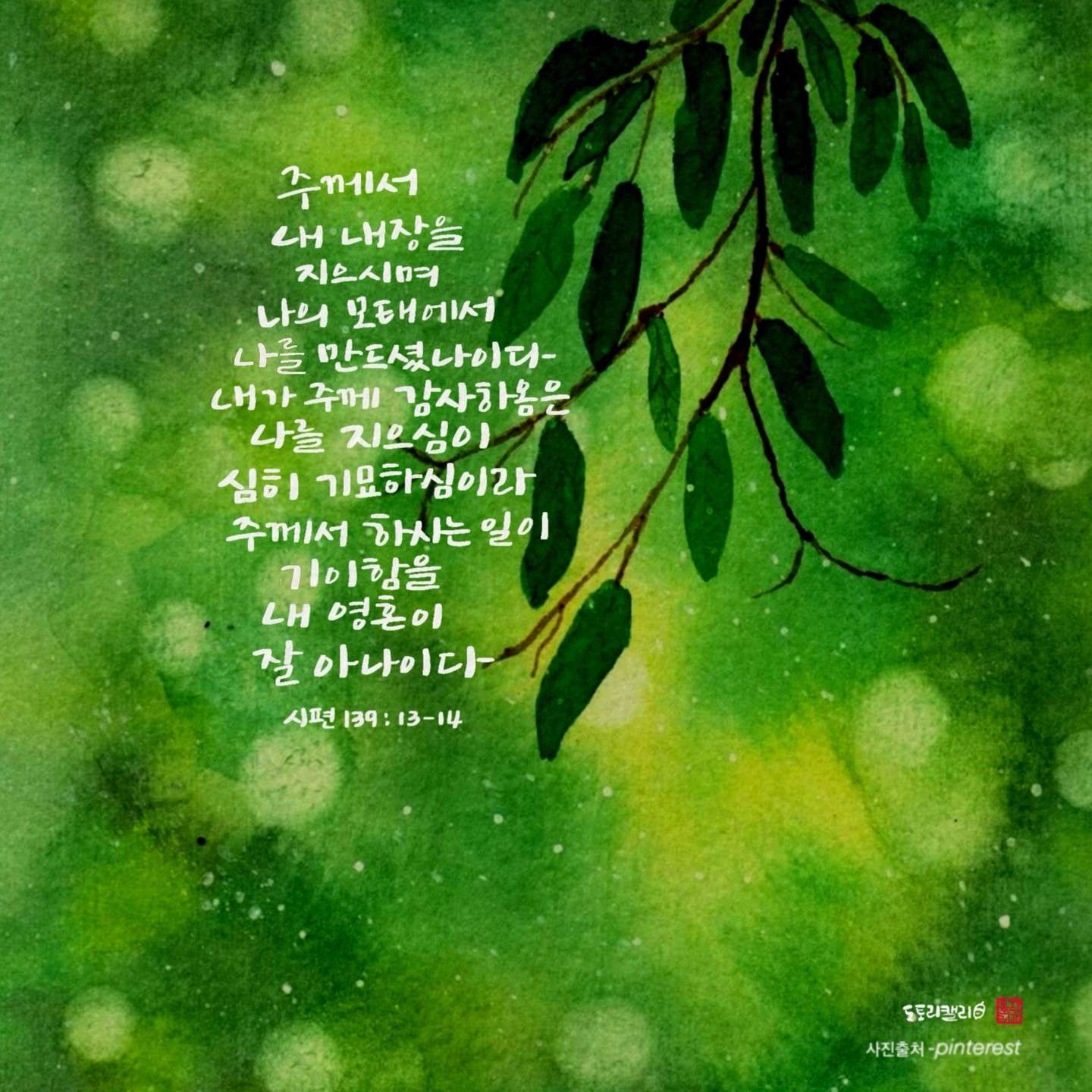 새 아침의 기도 17 시편139편13,14절